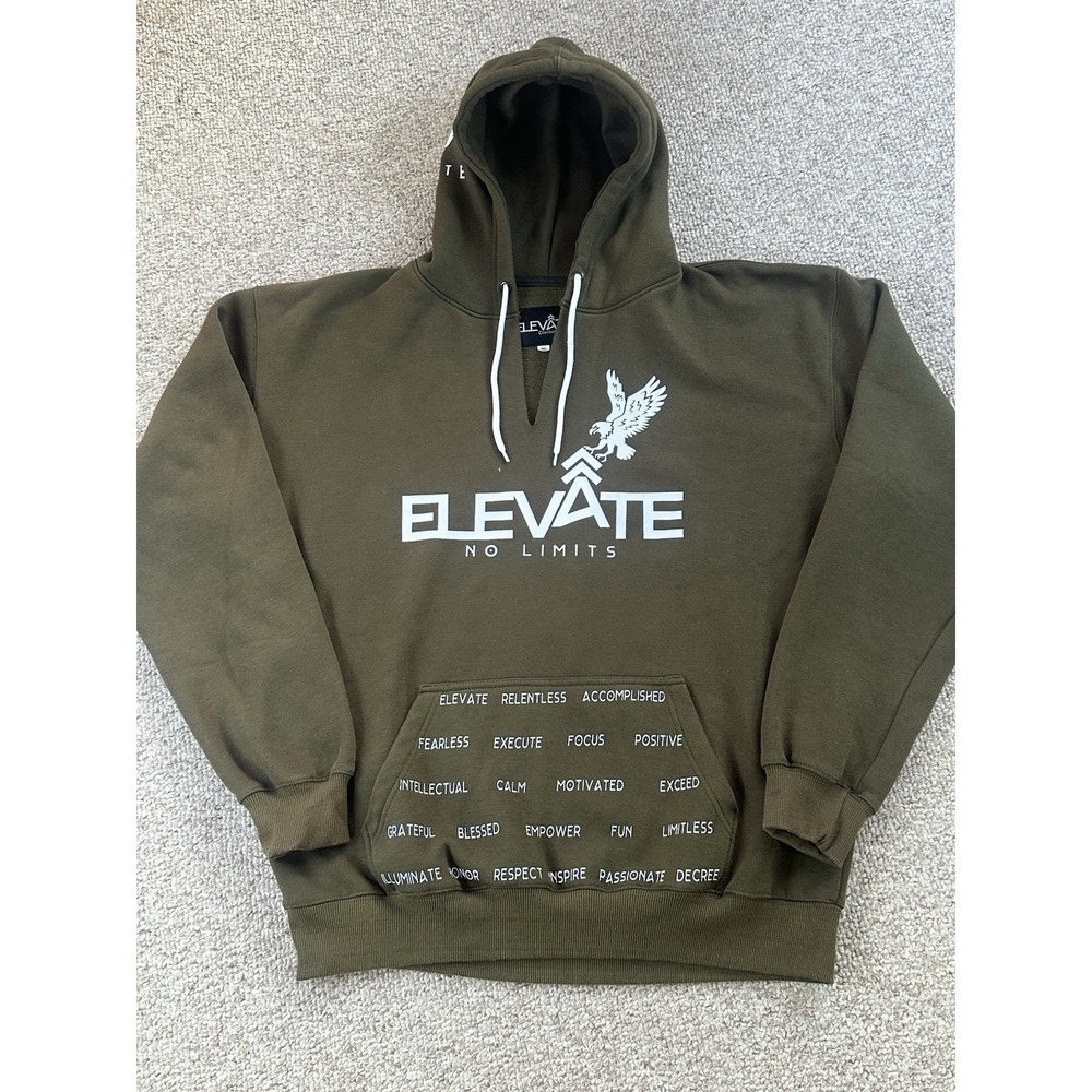 Elevate No Limits Spell Out Pullover Hoodie Size 2XL Green Skater Streetwear